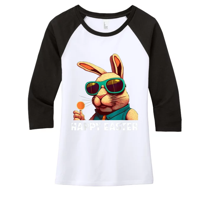 Bunny Face With Sunglasses Boy  Kid Wo Easter Day Women's Tri-Blend 3/4-Sleeve Raglan Shirt