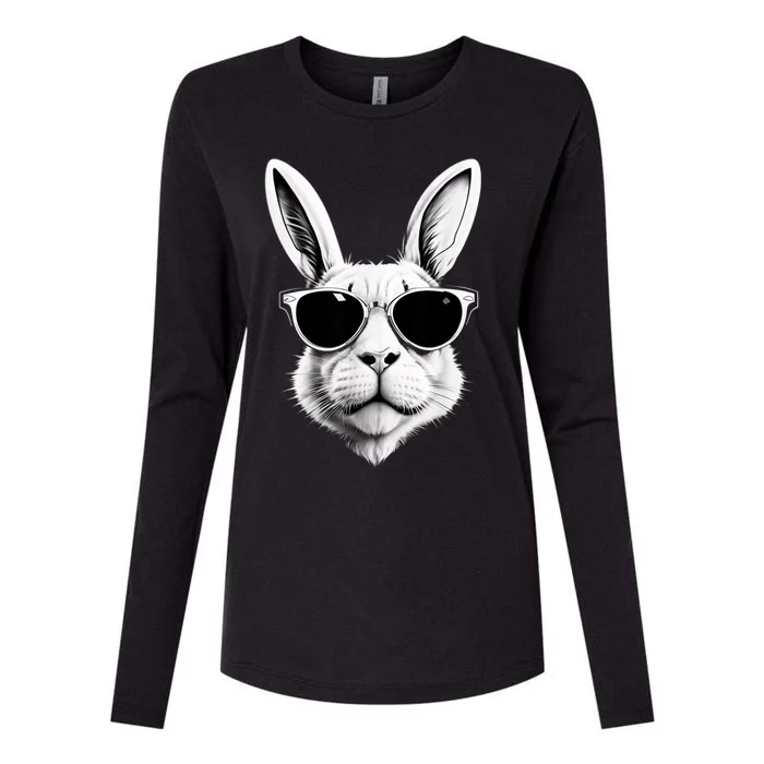 Bunny Face With Sunglasses Easter Day Womens Cotton Relaxed Long Sleeve T-Shirt