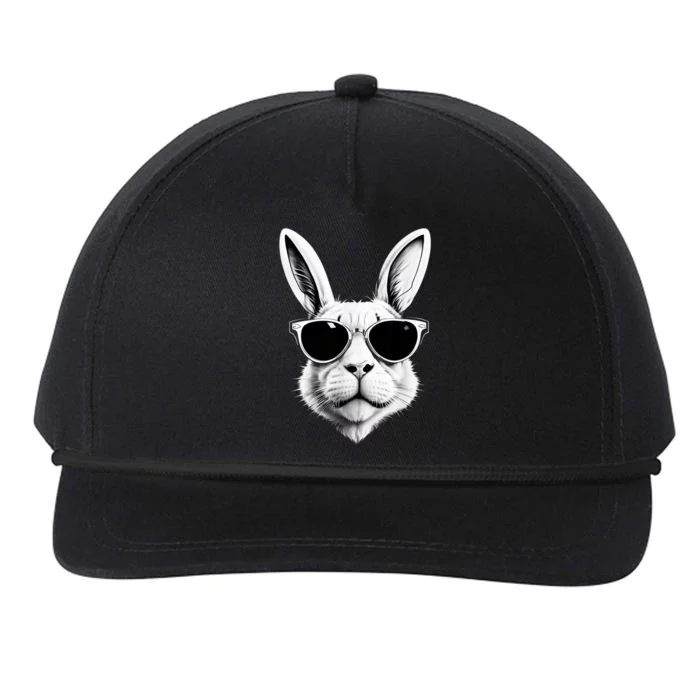 Bunny Face With Sunglasses Easter Day Snapback Five-Panel Rope Hat