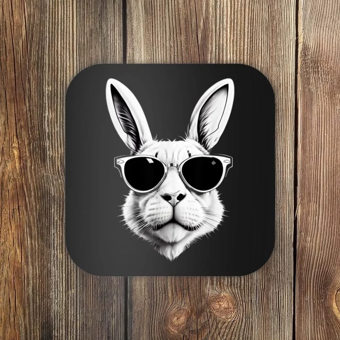 Bunny Face With Sunglasses Easter Day Coaster