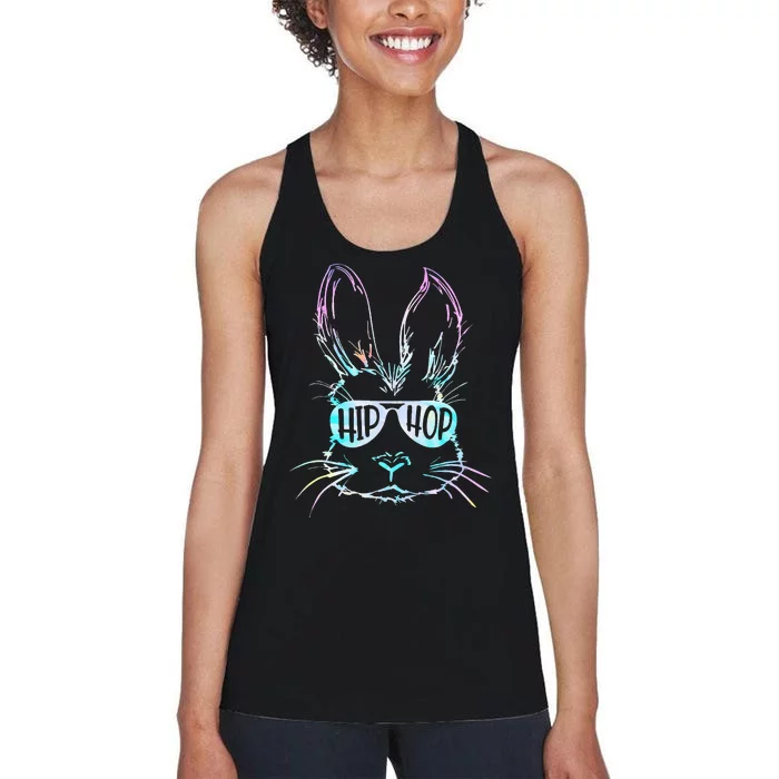 Bunny Face With Sunglasses For Easter Day Women's Racerback Tank