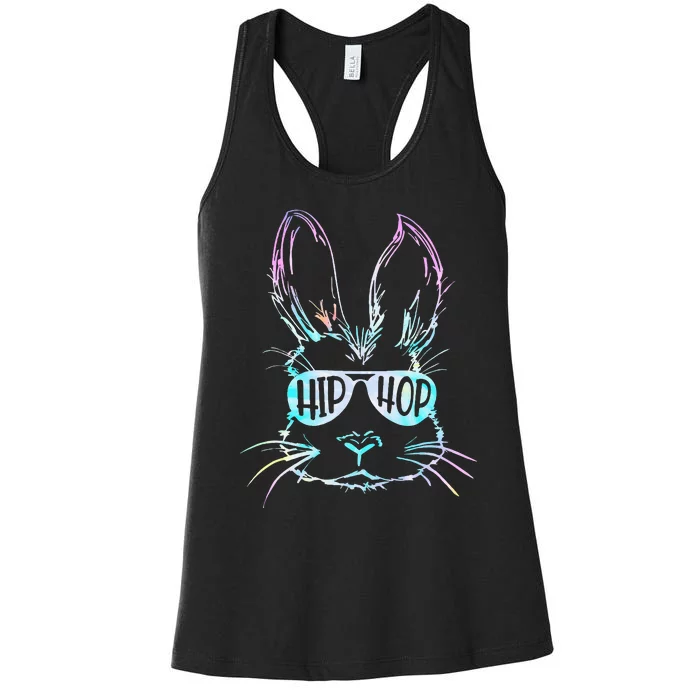 Bunny Face With Sunglasses For Easter Day Women's Racerback Tank