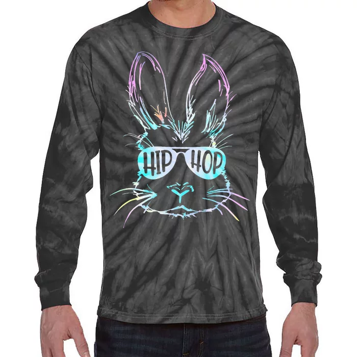 Bunny Face With Sunglasses For Easter Day Tie-Dye Long Sleeve Shirt