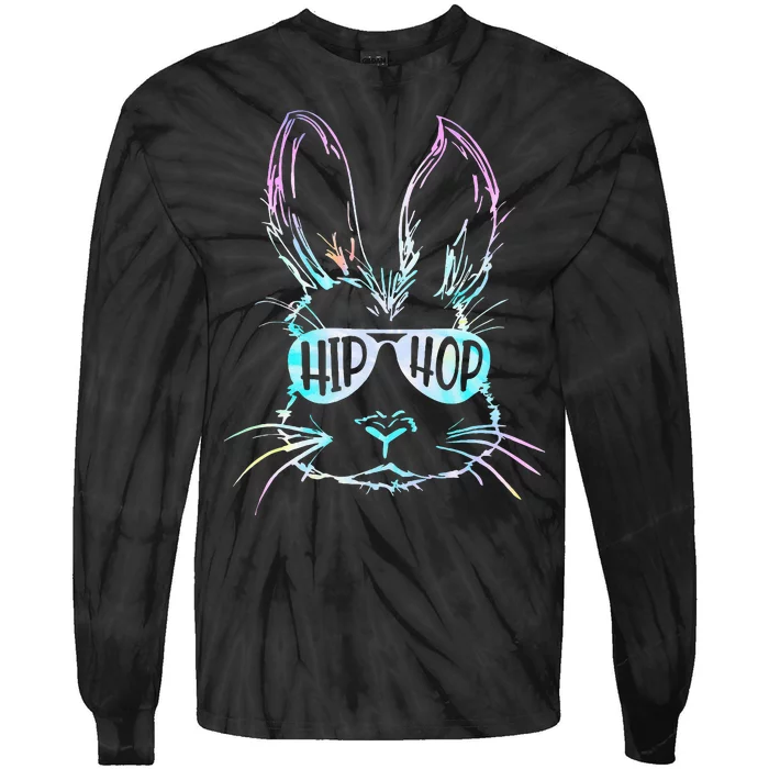 Bunny Face With Sunglasses For Easter Day Tie-Dye Long Sleeve Shirt