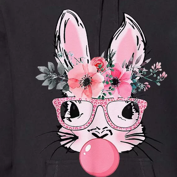 Bunny Face With Glasses Bubblegum Happy Easter Women Premium Hoodie