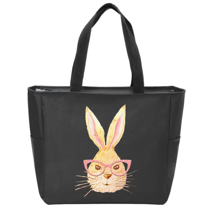 Bunny Face With Sunglasses Easter Day Zip Tote Bag