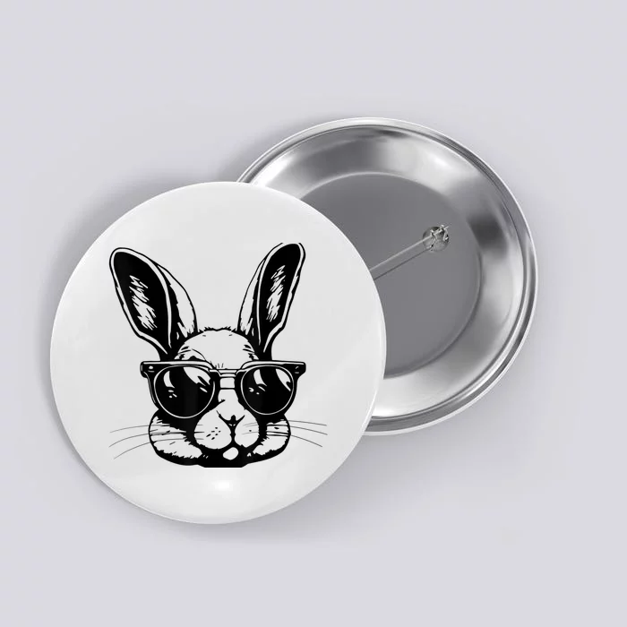 Bunny Face With Sunglasses For Boy  Kid Easter Day Button