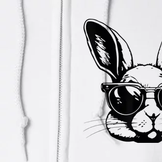 Bunny Face With Sunglasses For Boy  Kid Easter Day Full Zip Hoodie