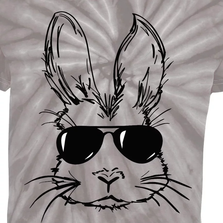 Bunny Face With Sunglasses For Boy Easter Day Kids Tie-Dye T-Shirt