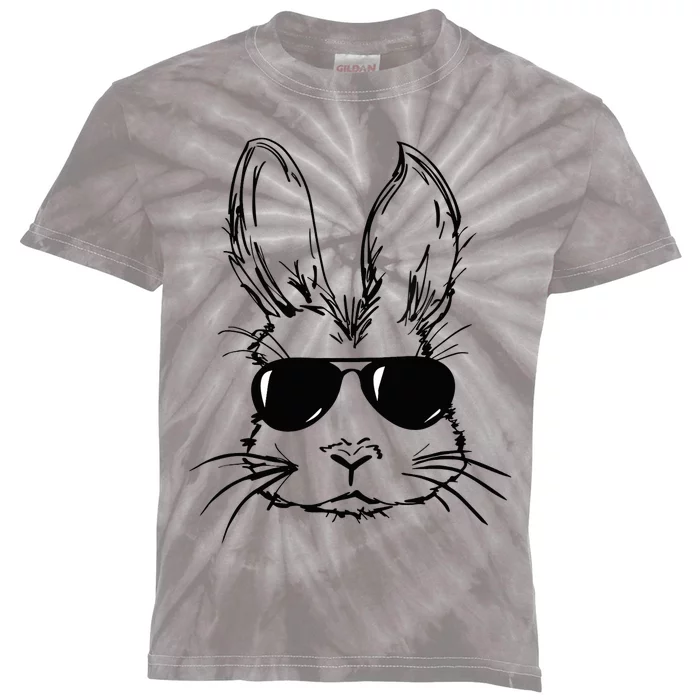 Bunny Face With Sunglasses For Boy Easter Day Kids Tie-Dye T-Shirt