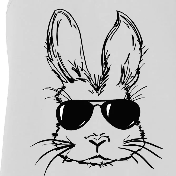 Bunny Face With Sunglasses For Boy Easter Day Women's Racerback Tank