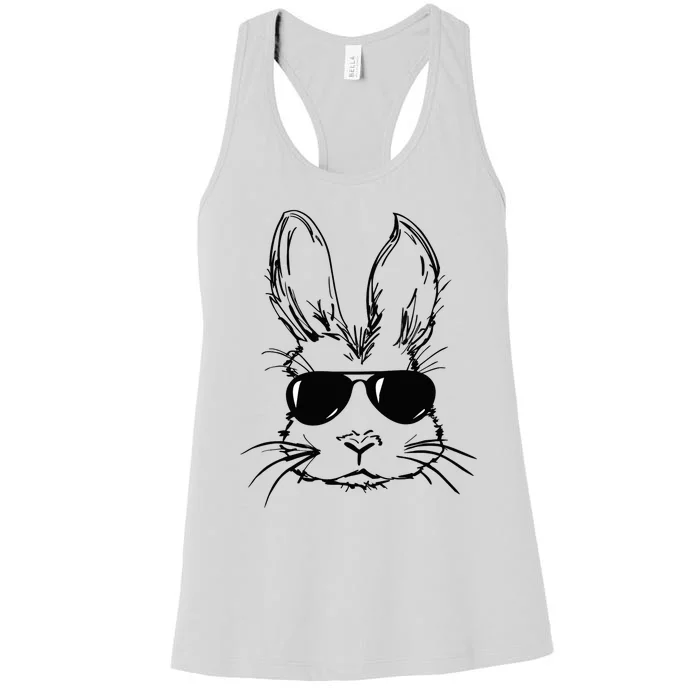 Bunny Face With Sunglasses For Boy Easter Day Women's Racerback Tank