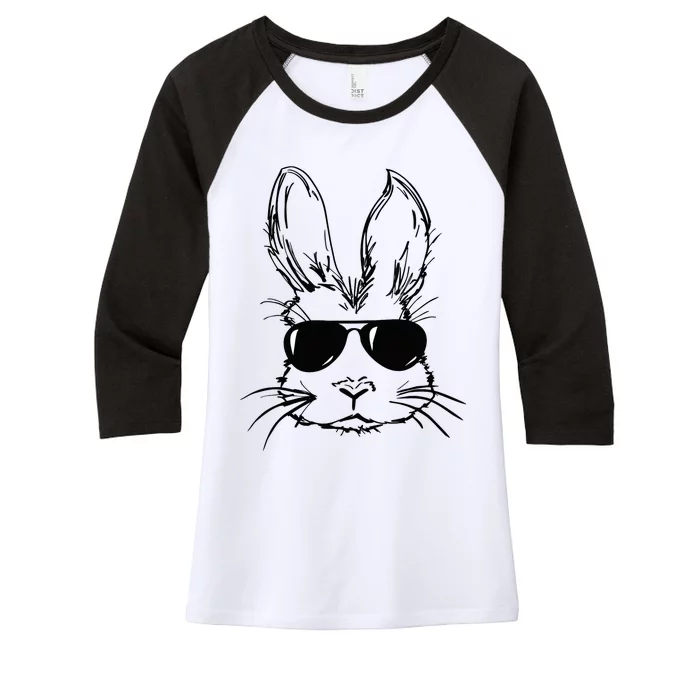 Bunny Face With Sunglasses For Boy Easter Day Women's Tri-Blend 3/4-Sleeve Raglan Shirt