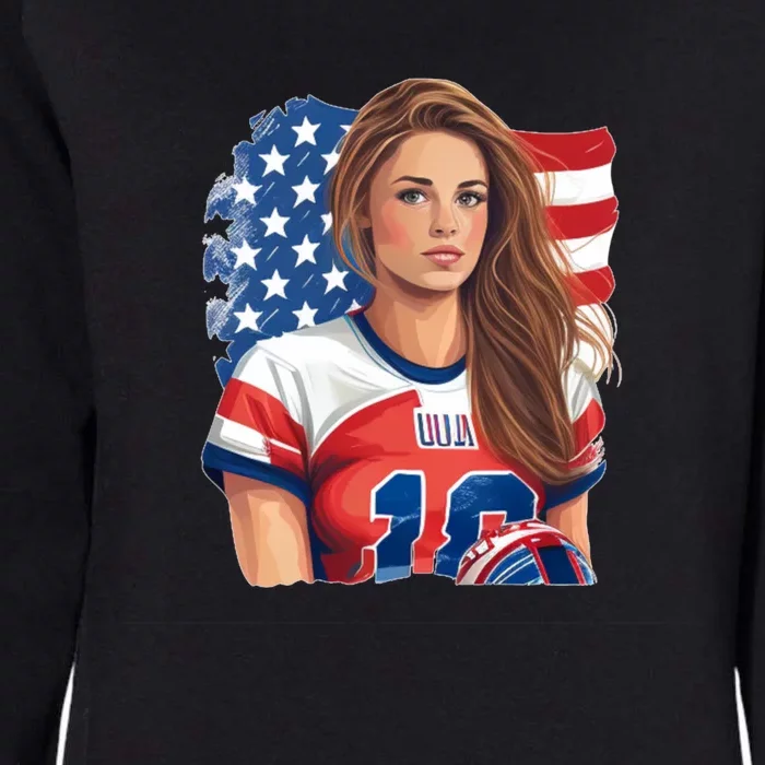 Beautiful Football With America Flag Gift Womens California Wash Sweatshirt