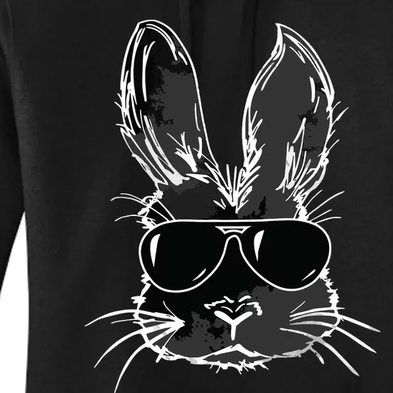 Bunny Face With Sunglasses For Easter Day Women's Pullover Hoodie