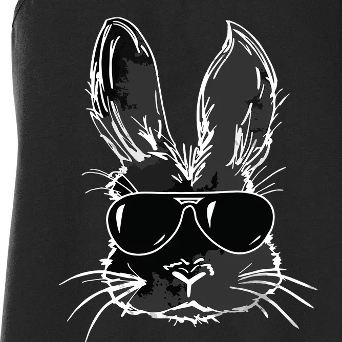 Bunny Face With Sunglasses For Easter Day Women's Racerback Tank