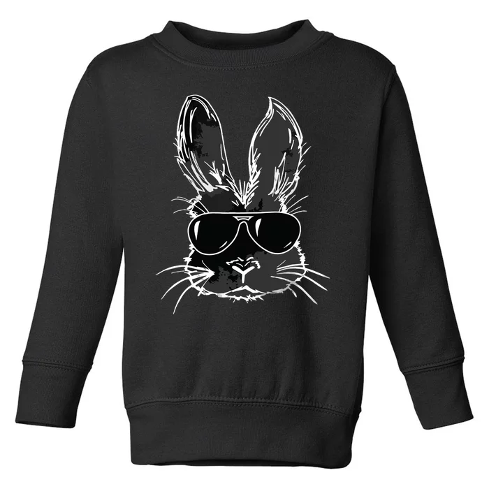 Bunny Face With Sunglasses For Easter Day Toddler Sweatshirt