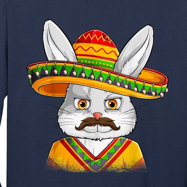 Bunny Face With Sombrero Men Easter Day Long Sleeve Shirt