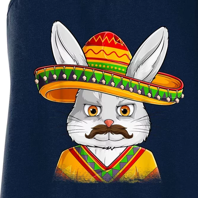 Bunny Face With Sombrero Men Easter Day Women's Racerback Tank