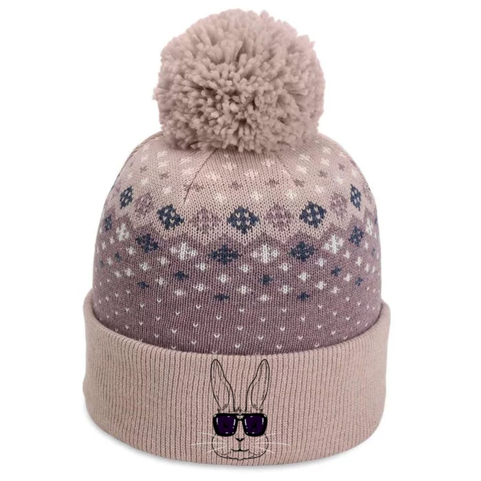 Bunny Face With Sunglasses Easter Day The Baniff Cuffed Pom Beanie