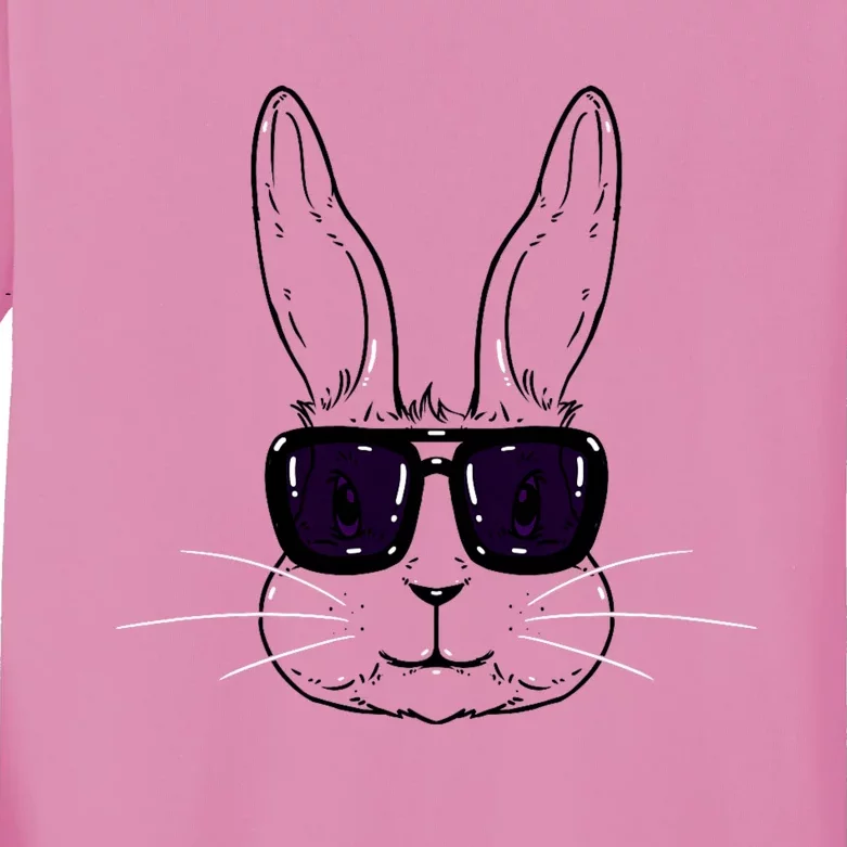 Bunny Face With Sunglasses Easter Day Kids Long Sleeve Shirt