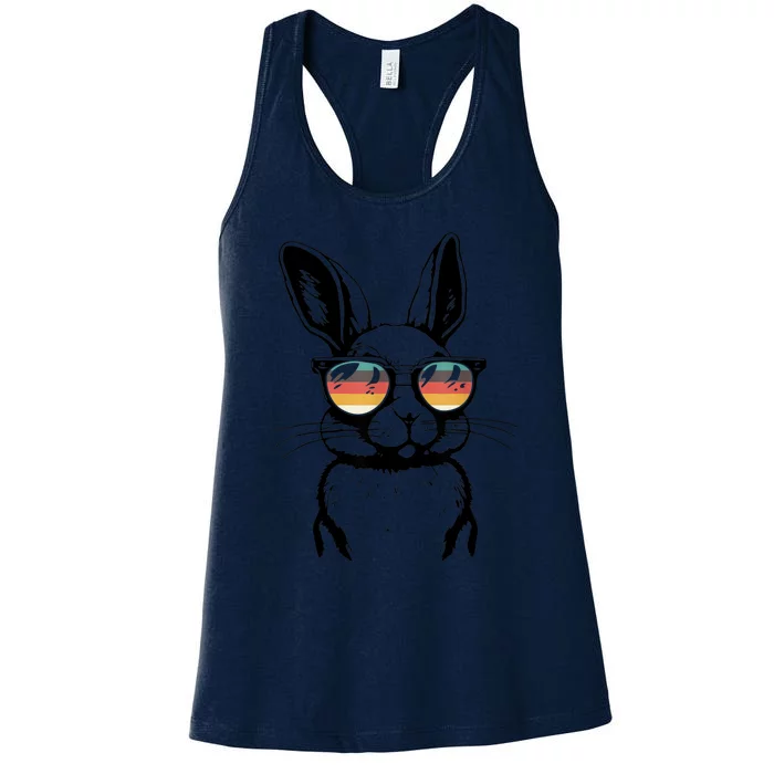 Bunny Face With Sunglasses For Easter Day Women's Racerback Tank