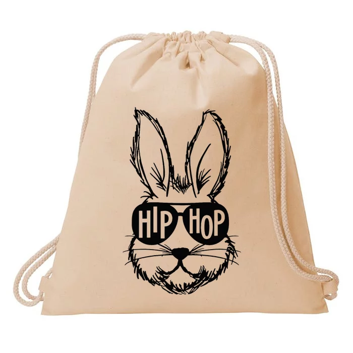 Bunny Face With Sunglasses Hip Hop Happy Easter Drawstring Bag