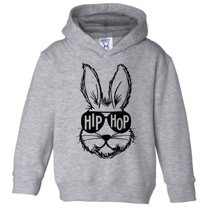 Bunny Face With Sunglasses Hip Hop Happy Easter Toddler Hoodie