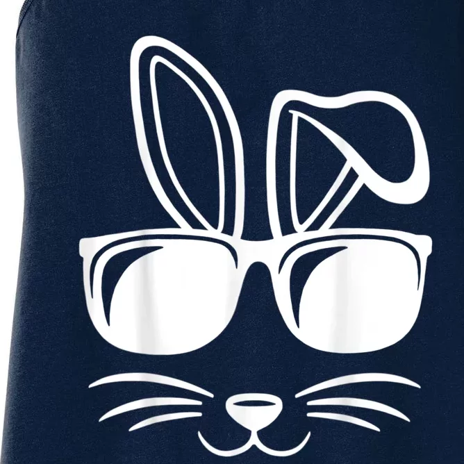 Bunny Face With Sunglasses Easter Day Women's Racerback Tank