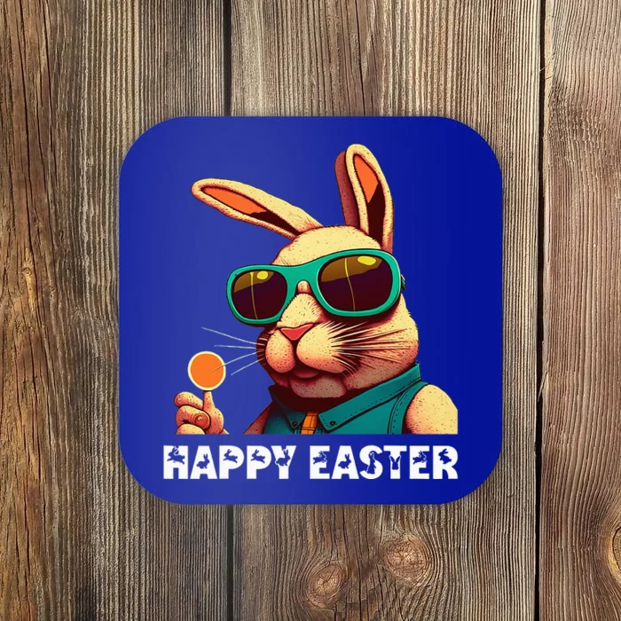 Bunny Face With Sunglasses Funny Easter Day Coaster