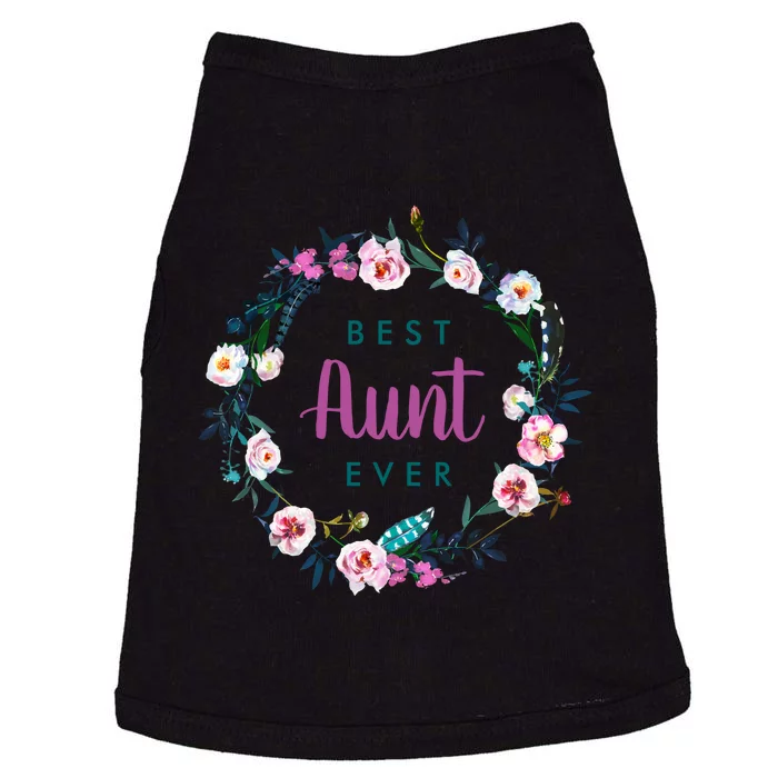 Boho Floral Wreath Best Aunt Ever Doggie Tank