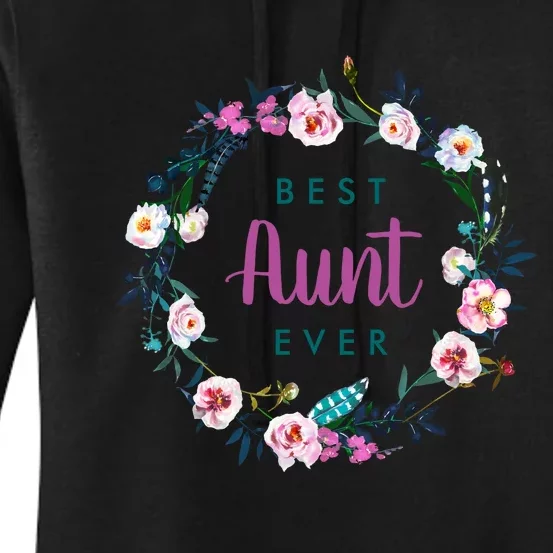 Boho Floral Wreath Best Aunt Ever Women's Pullover Hoodie