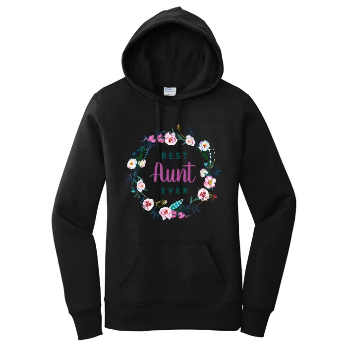 Boho Floral Wreath Best Aunt Ever Women's Pullover Hoodie