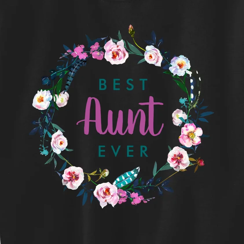 Boho Floral Wreath Best Aunt Ever Kids Sweatshirt