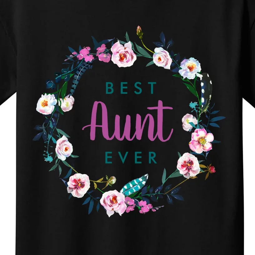 Boho Floral Wreath Best Aunt Ever Kids T-Shirt