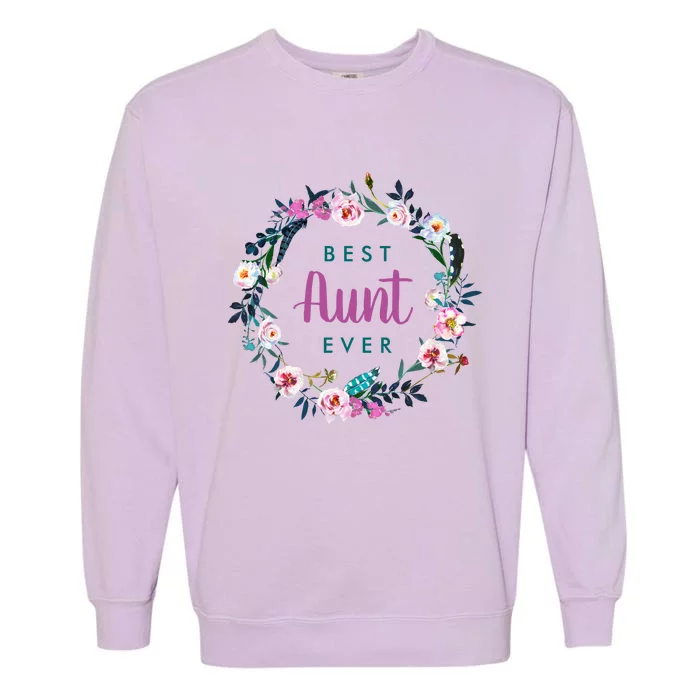 Boho Floral Wreath Best Aunt Ever Garment-Dyed Sweatshirt