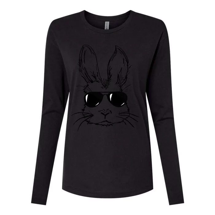 Bunny Face With Sunglasses Easter Day Gift Womens Cotton Relaxed Long Sleeve T-Shirt