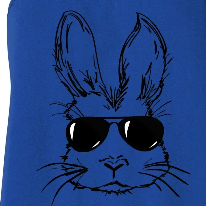 Bunny Face With Sunglasses Easter Day Gift Women's Racerback Tank