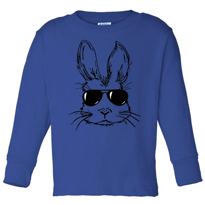 Bunny Face With Sunglasses Easter Day Gift Toddler Long Sleeve Shirt