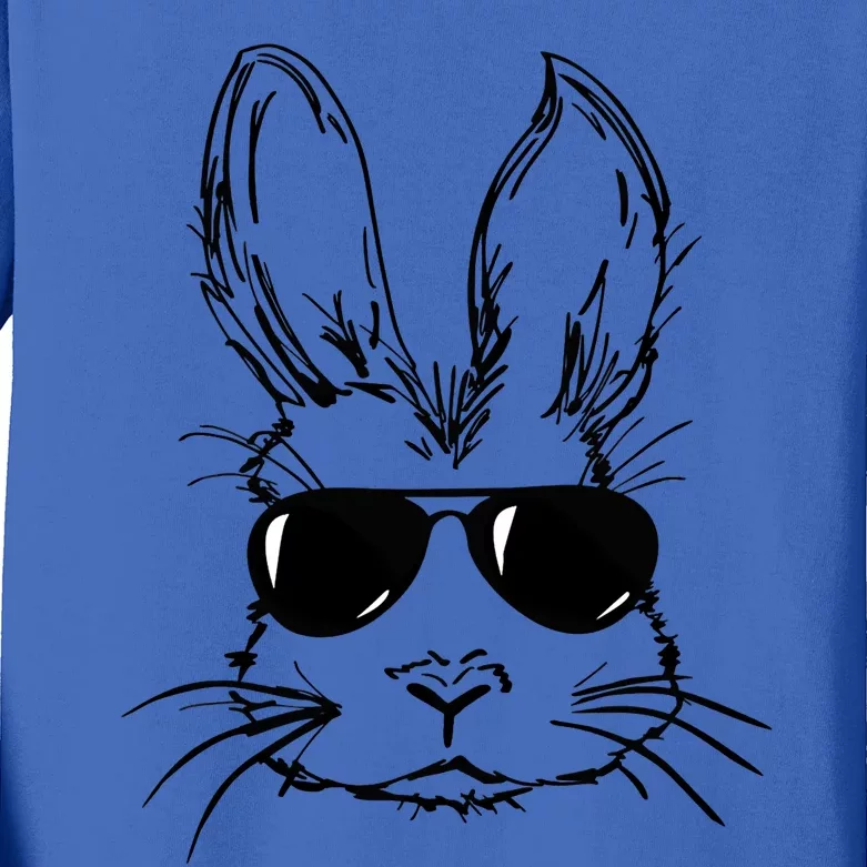 Bunny Face With Sunglasses Easter Day Gift Kids Long Sleeve Shirt