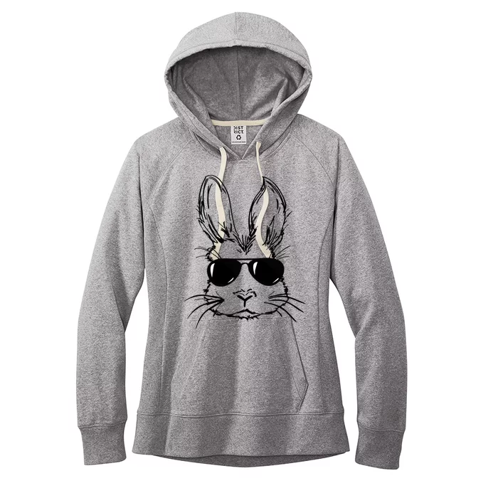 Bunny Face With Sunglasses For Men Easter Day Women's Fleece Hoodie