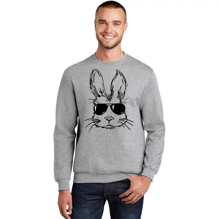 Bunny Face With Sunglasses For Men Easter Day Tall Sweatshirt