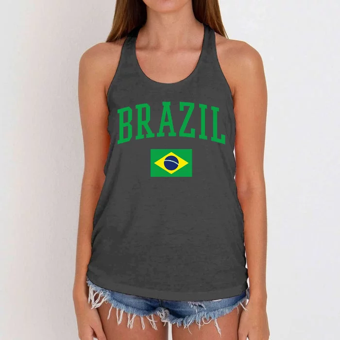 Brazil Flag Yellow Women's Knotted Racerback Tank