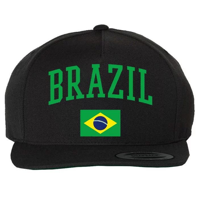 Brazil Flag Yellow Wool Snapback Cap