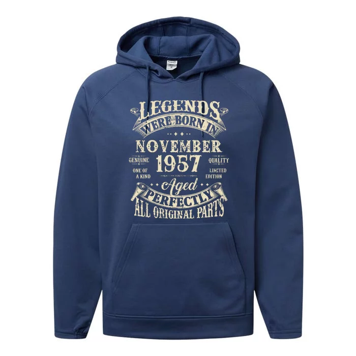 Birthday Gift 1957 Legend November 1957 Performance Fleece Hoodie