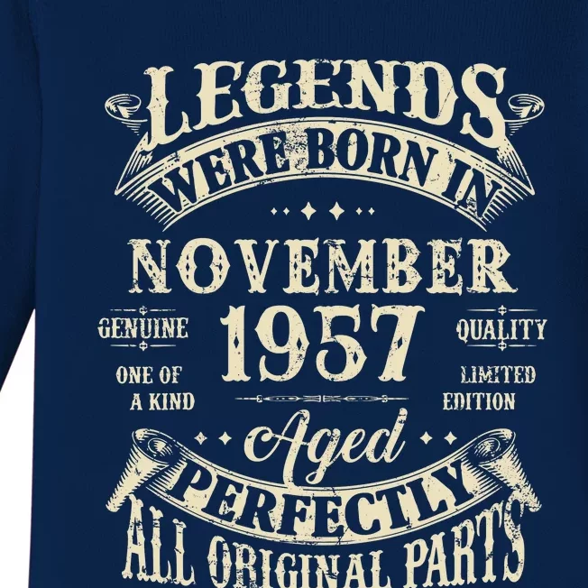 Birthday Gift 1957 Legend November 1957 Baby Long Sleeve Bodysuit