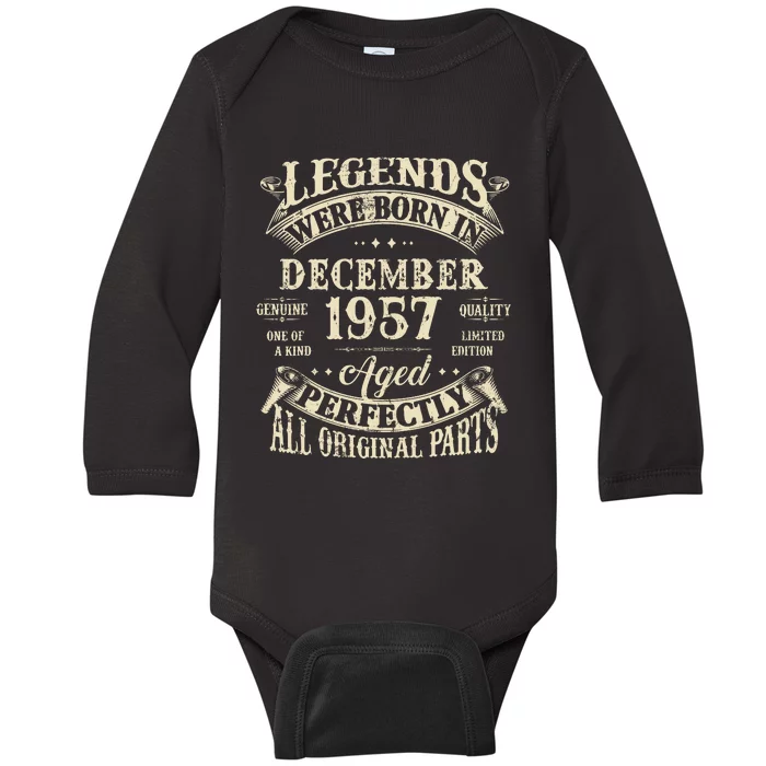 Birthday Gift 1957 Legend December 1957 Baby Long Sleeve Bodysuit