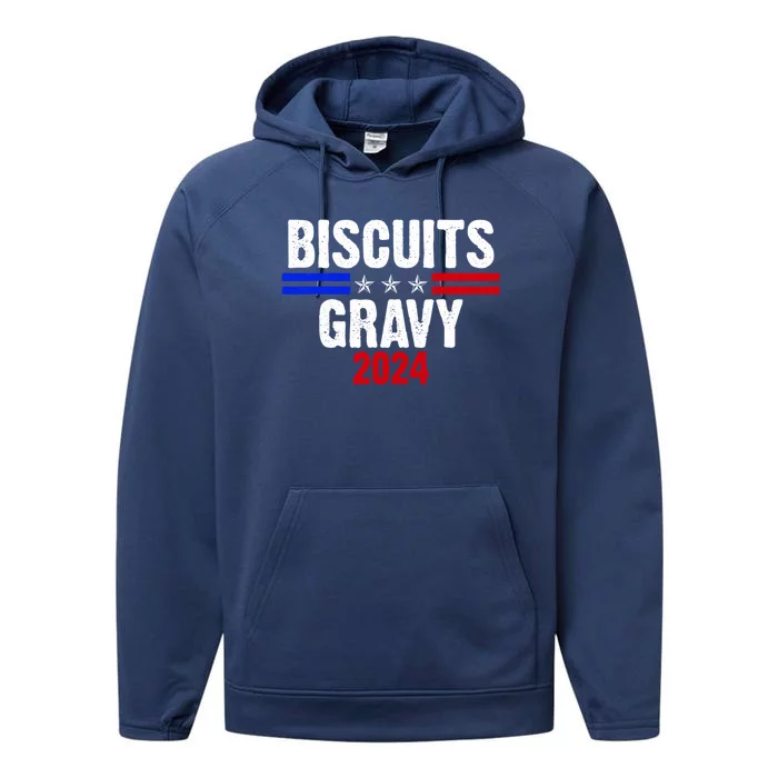 Biscuits Gravy 2024 Presidential Election Food Breakfast Performance Fleece Hoodie