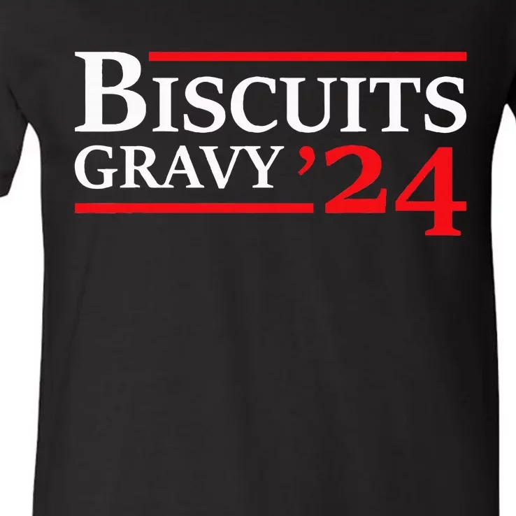 Biscuits Gravy 2024 Presidential Election Food Breakfast V-Neck T-Shirt