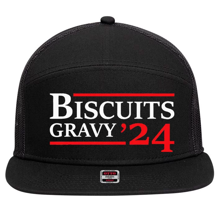 Biscuits Gravy 2024 Presidential Election Food Breakfast 7 Panel Mesh Trucker Snapback Hat